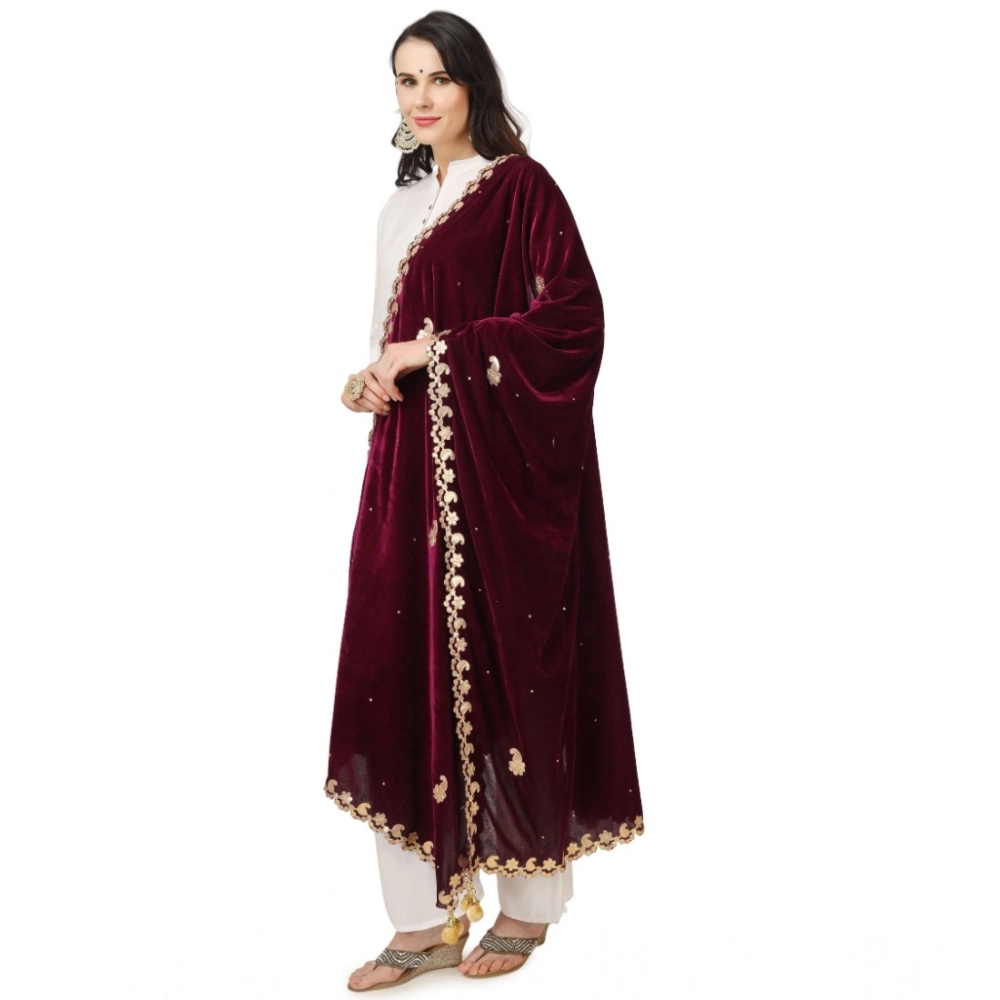 Women's Velvet Gotta Patti Dupatta (Purple, Length:?2.25 to 2.50 Mtr) - Image 5