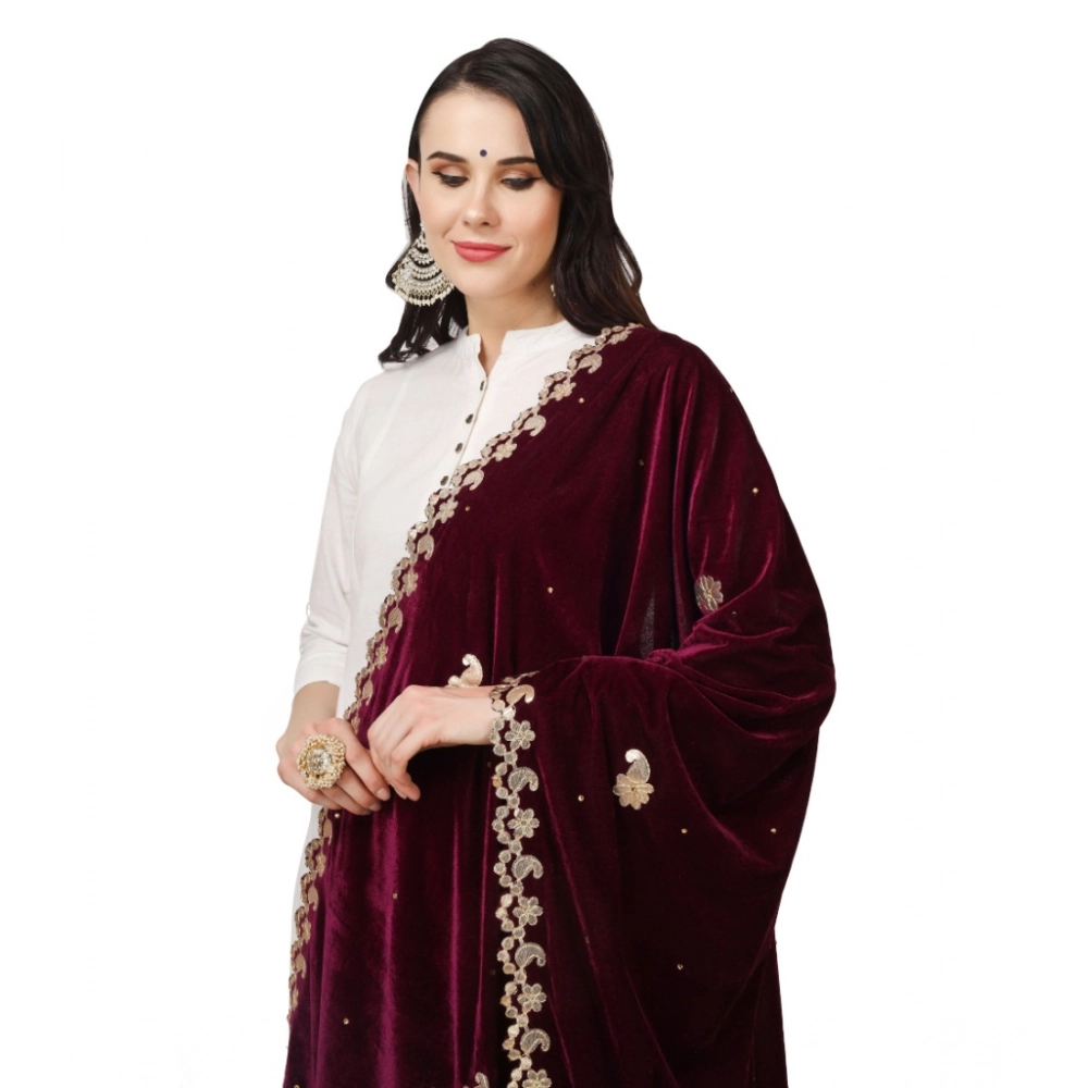 Women's Velvet Gotta Patti Dupatta (Purple, Length:?2.25 to 2.50 Mtr) - Image 4
