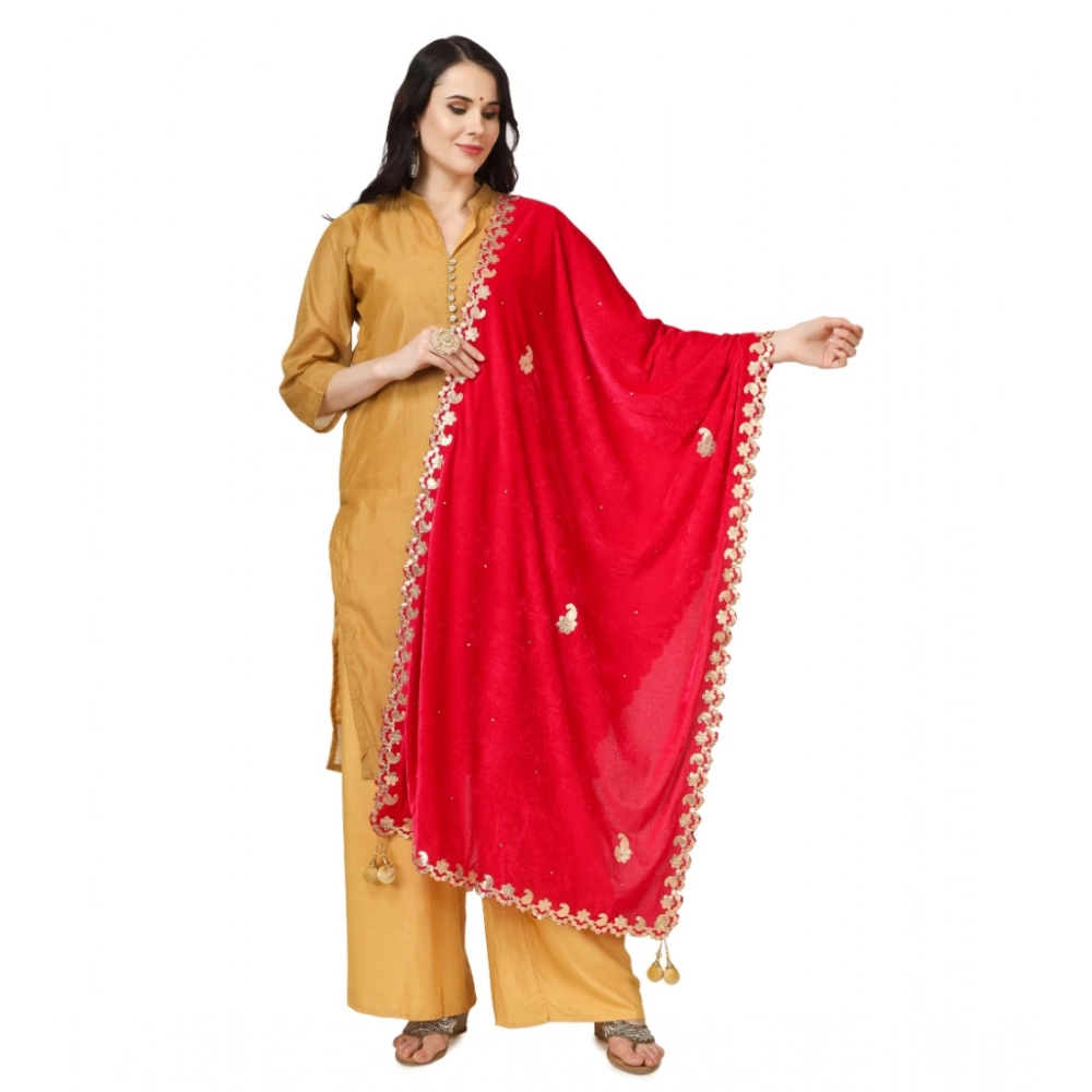 Women's Velvet Gotta Patti Dupatta (Pink, Length:?2.25 to 2.50 Mtr)
