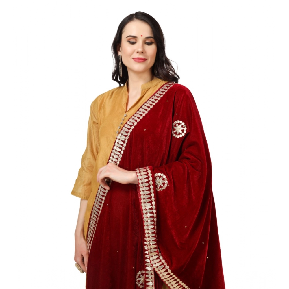 Women's Velvet Gotta Patti Dupatta (Maroon, Length:?2.25 to 2.50 Mtr) - Image 4