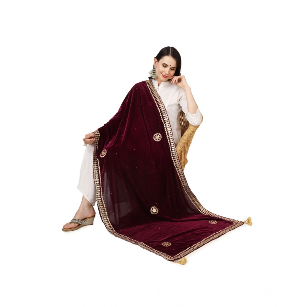 Women's Velvet Gotta Patti Dupatta (Purple, Length:?2.25 to 2.50 Mtr) - Image 2