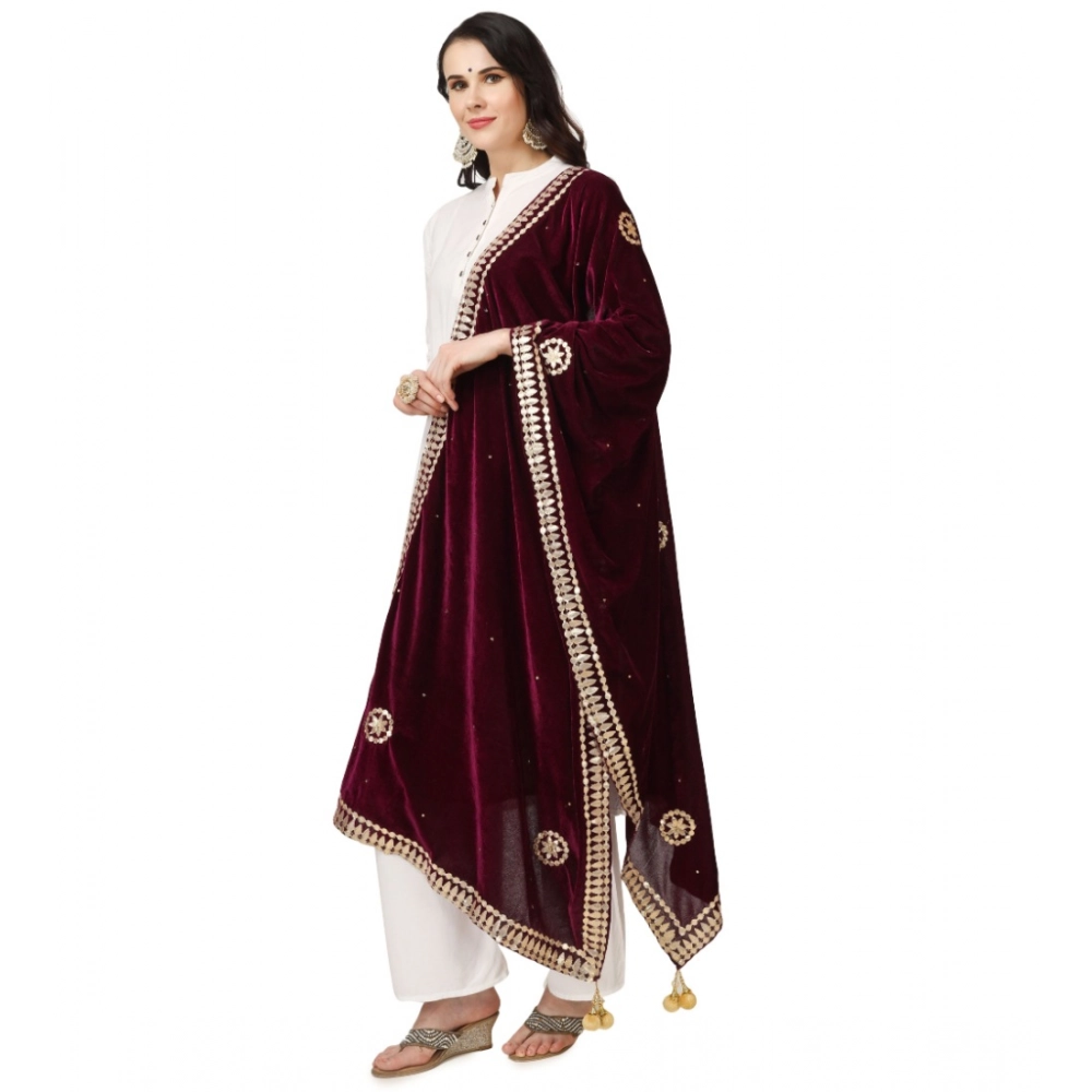 Women's Velvet Gotta Patti Dupatta (Purple, Length:?2.25 to 2.50 Mtr) - Image 5