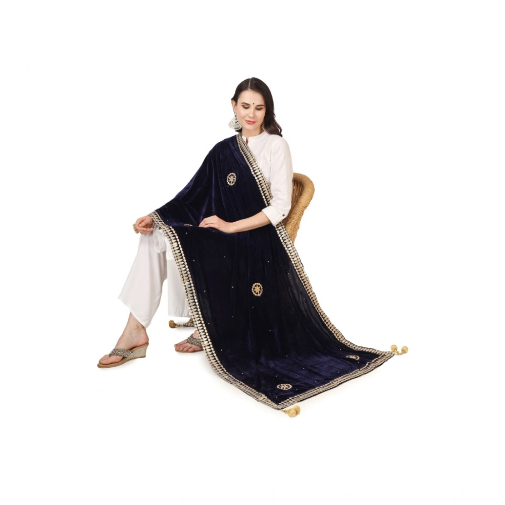 Women's Velvet Gotta Patti Dupatta (Blue, Length:?2.25 to 2.50 Mtr) - Image 2