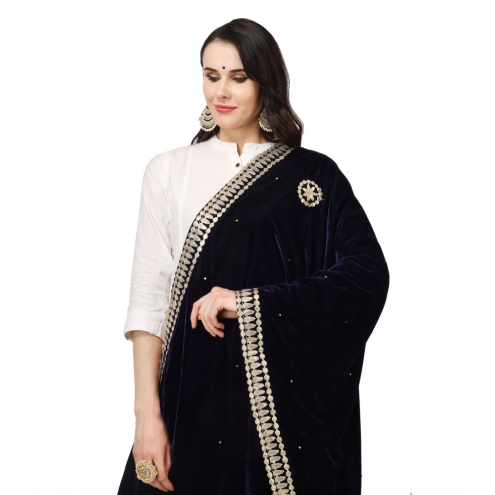 Women's Velvet Gotta Patti Dupatta (Blue, Length:?2.25 to 2.50 Mtr) - Image 4