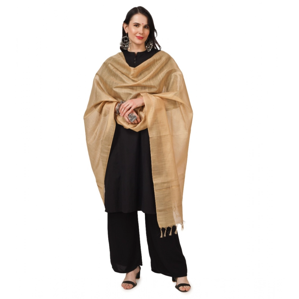 Women's Chanderi Solid Dupatta (Gold, Length:?2.25 to 2.50 Mtr) - Image 2