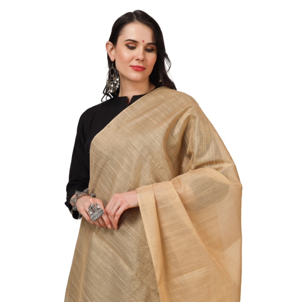 Women's Chanderi Solid Dupatta (Gold, Length:?2.25 to 2.50 Mtr) - Image 4