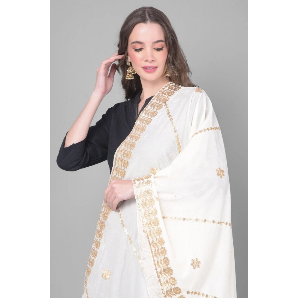 Women's Velvet Gotta Patti Dupatta (White, Length:?2.25 to 2.50 Mtr) - Image 3
