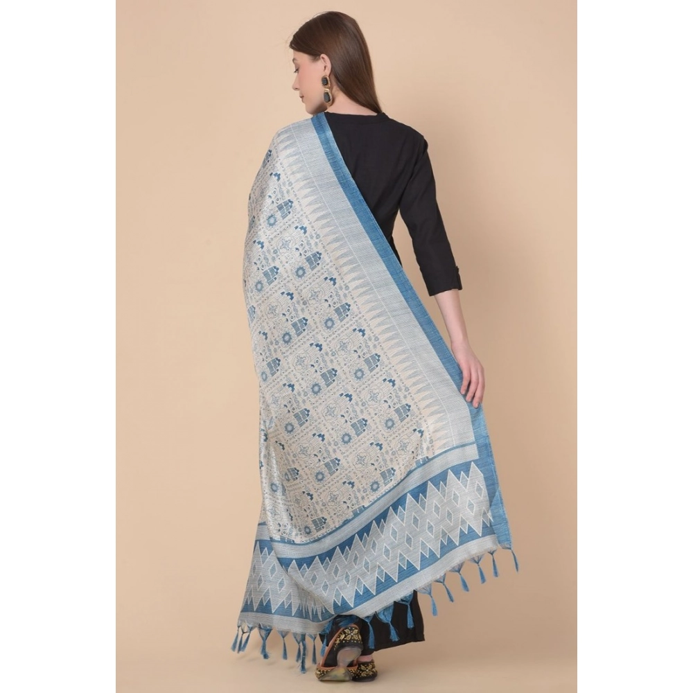 Women's Art Silk Printed Dupatta (Turquoise, Length:?2.25 to 2.50 Mtr) - Image 5