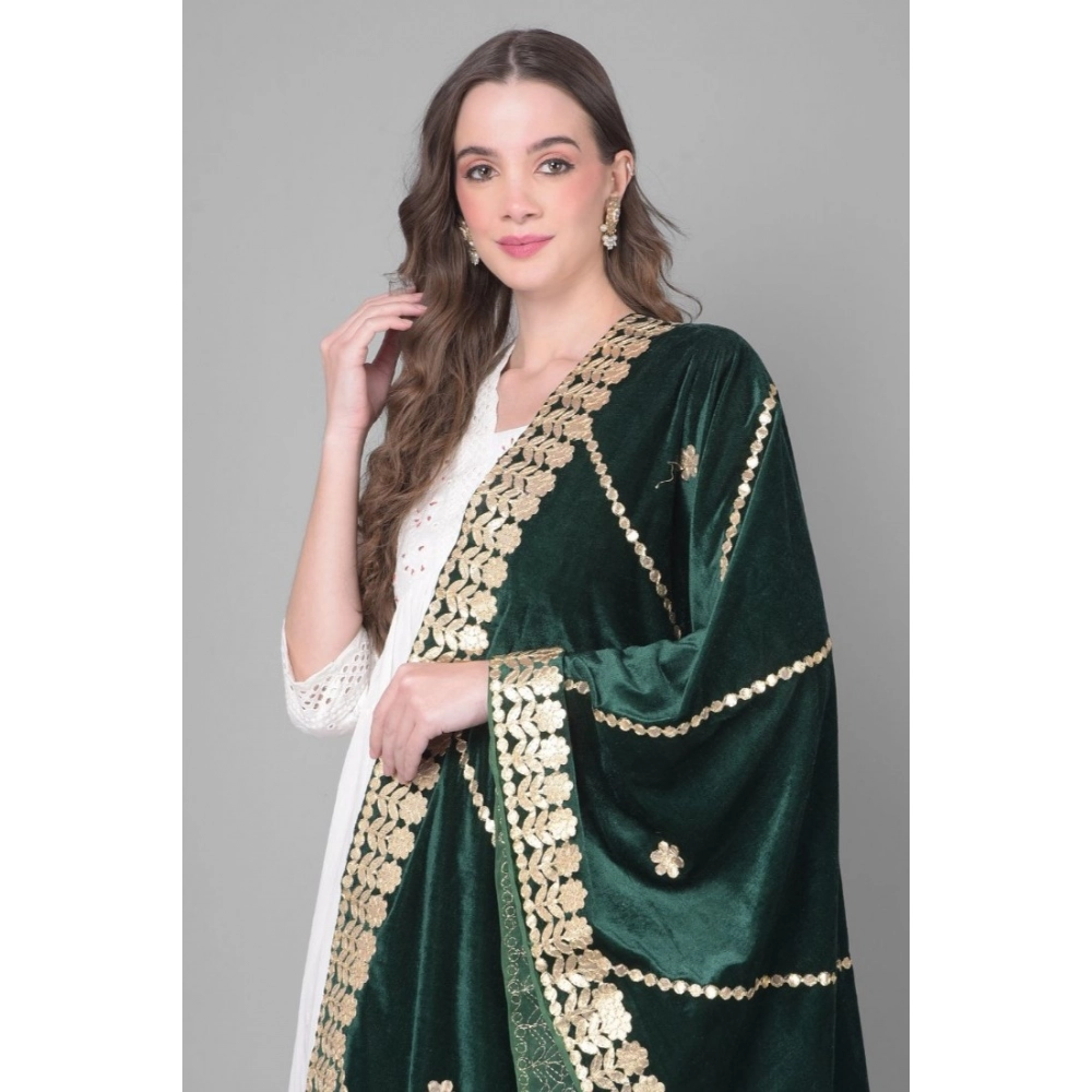 Women's Velvet Gotta Patti Dupatta (Green, Length:?2.25 to 2.50 Mtr) - Image 3