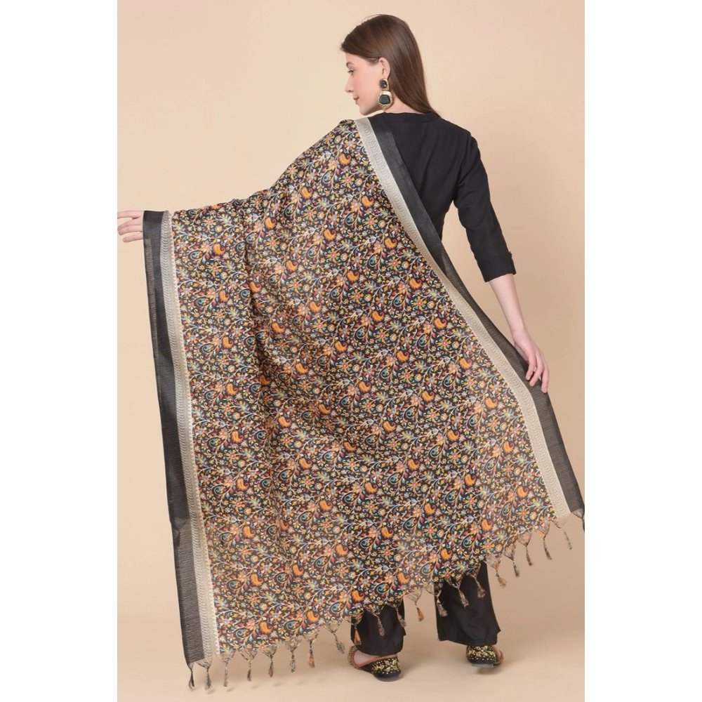 Women's Art Silk Printed Dupatta (Black, Length:?2.25 to 2.50 Mtr) - Image 5