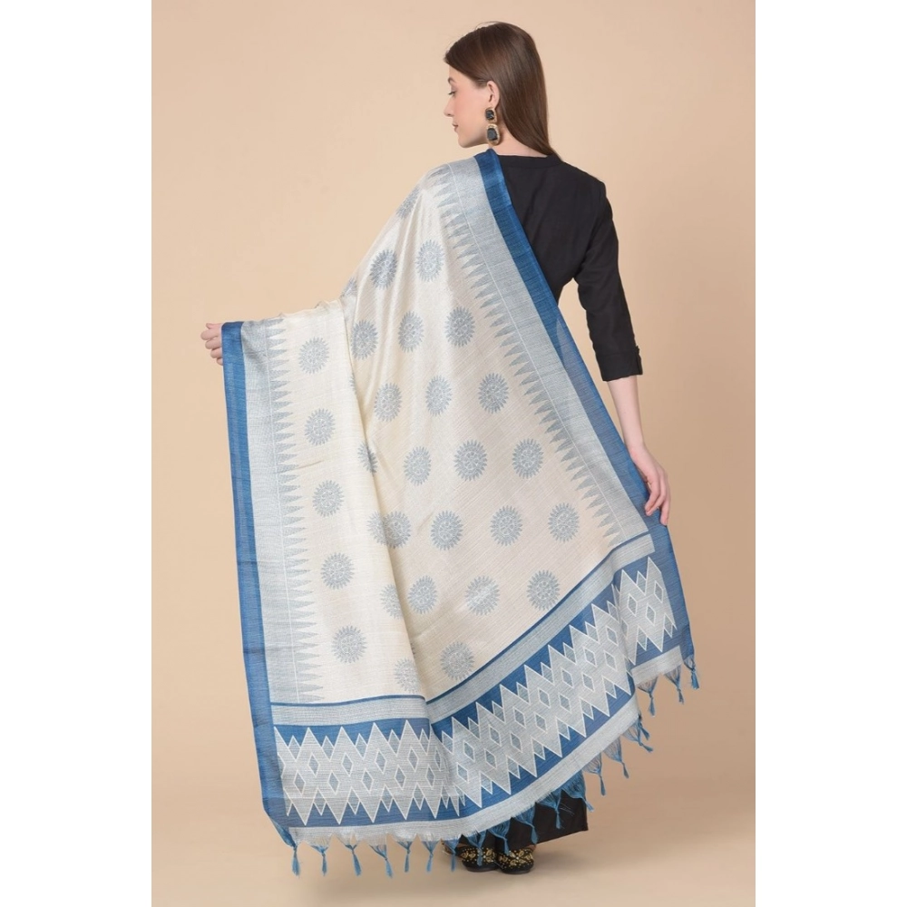 Women's Art Silk Printed Dupatta (Turquoise, Length:?2.25 to 2.50 Mtr) - Image 4