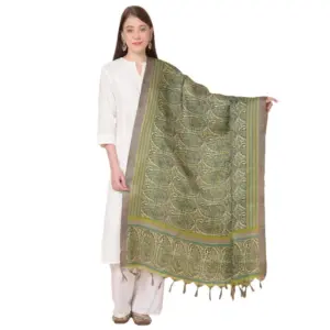 Women's Art Silk Printed Dupatta (Green, Length:?2.25 to 2.50 Mtr)