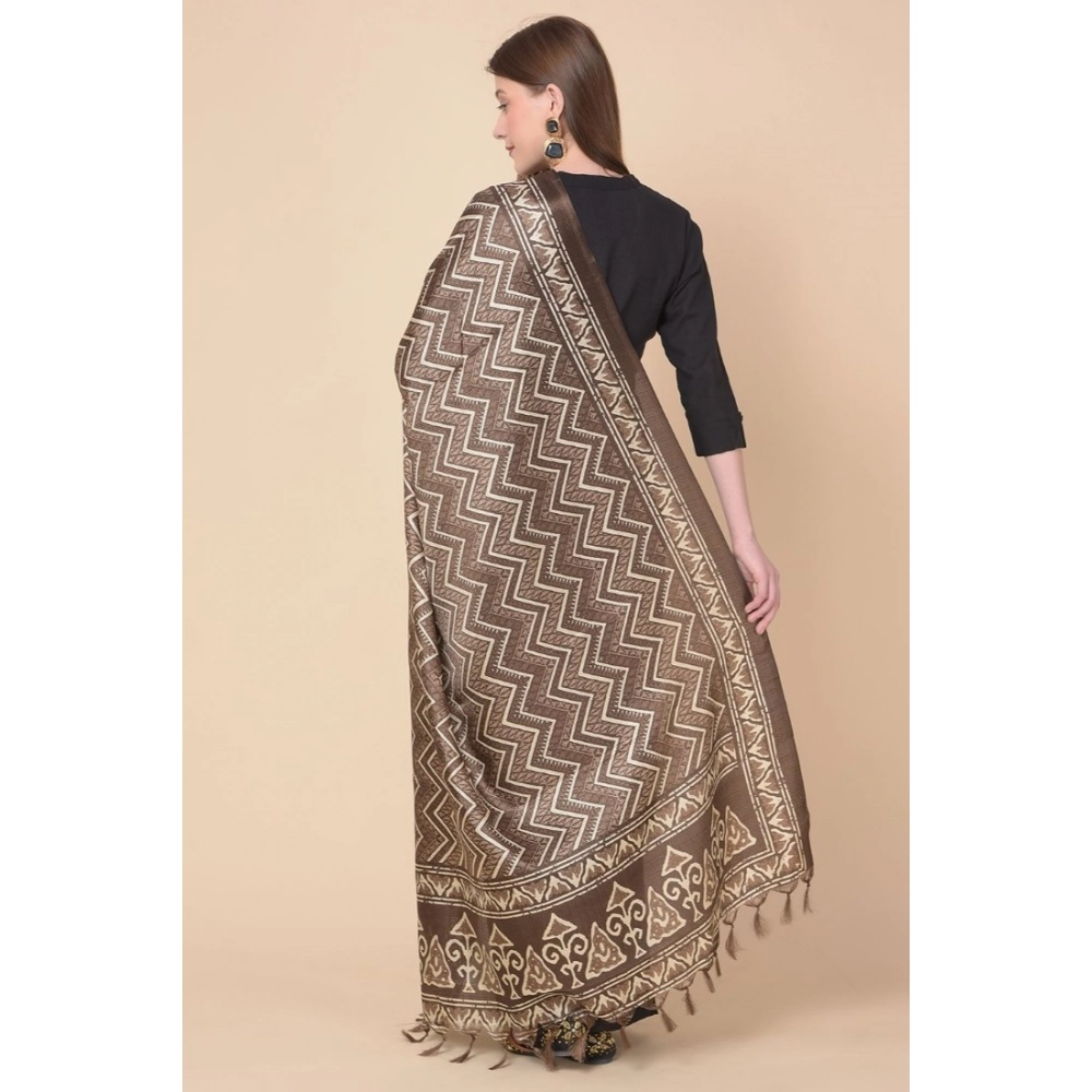Women's Art Silk Printed Dupatta (Brown, Length:?2.25 to 2.50 Mtr) - Image 3