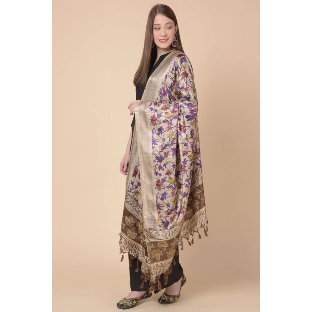 Women's Art Silk Printed Dupatta (Gold, Length:?2.25 to 2.50 Mtr) - Image 3