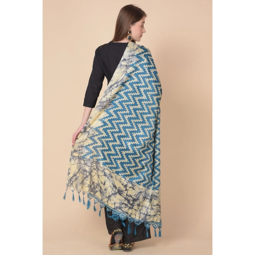 Women's Art Silk Printed Dupatta (Blue, Length:?2.25 to 2.50 Mtr) - Image 5