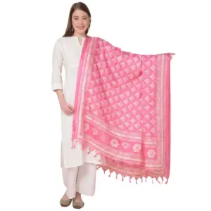 Women's Art Silk Printed Dupatta (Pink, Length:?2.25 to 2.50 Mtr)