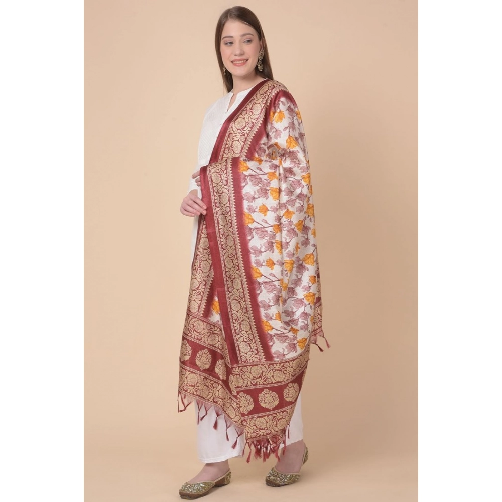 Women's Art Silk Printed Dupatta (Maroon, Length:?2.25 to 2.50 Mtr) - Image 4