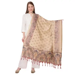 Women's Art Silk Printed Dupatta (Gold, Length:?2.25 to 2.50 Mtr)
