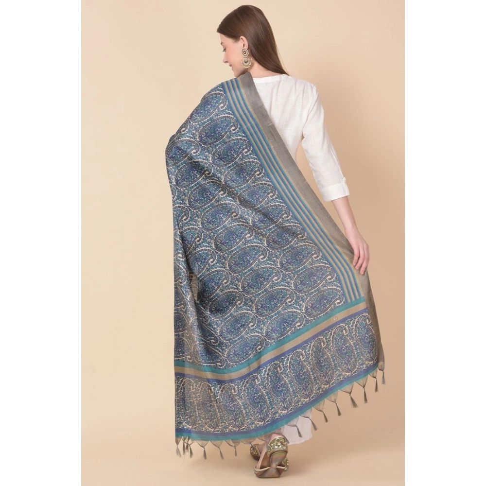 Women's Art Silk Printed Dupatta (Blue, Length:?2.25 to 2.50 Mtr) - Image 5