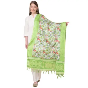 Women's Art Silk Printed Dupatta (Light Green, Length:?2.25 to 2.50 Mtr)