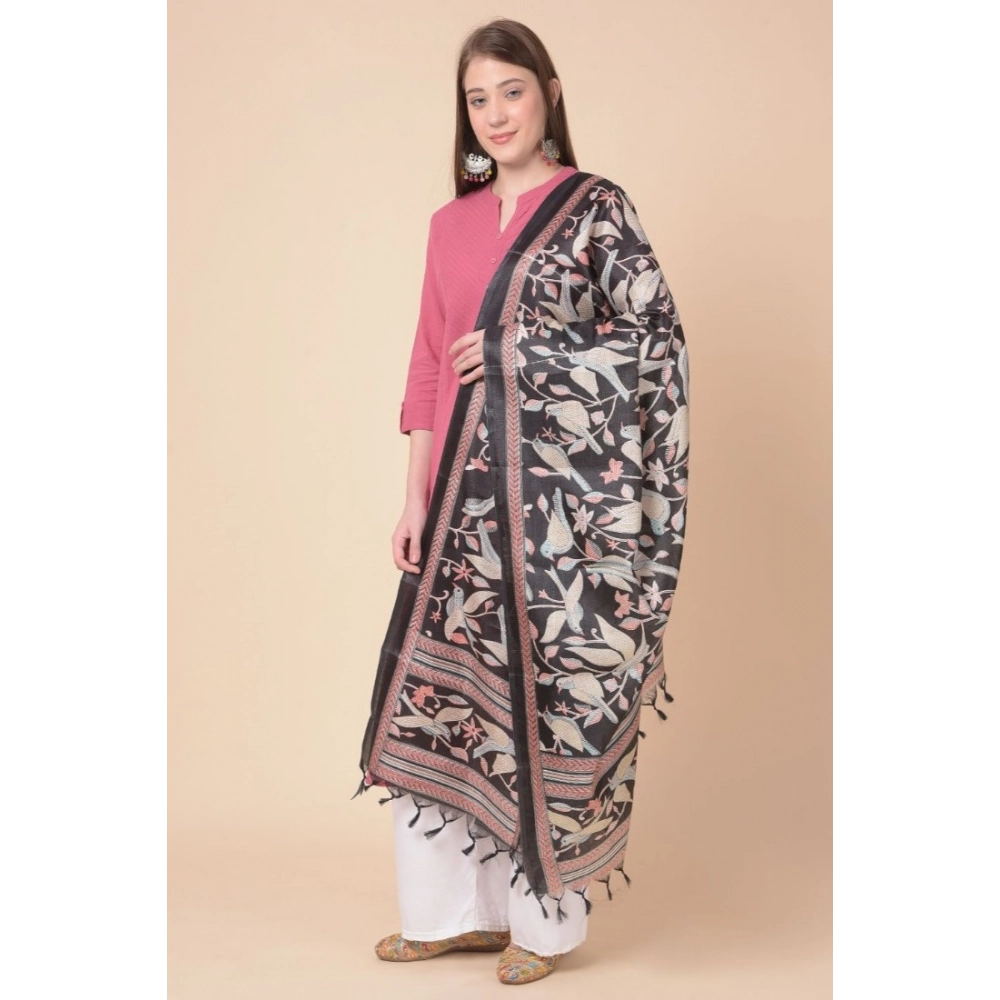 Women's Art Silk Printed Dupatta (Black, Length:?2.25 to 2.50 Mtr) - Image 2