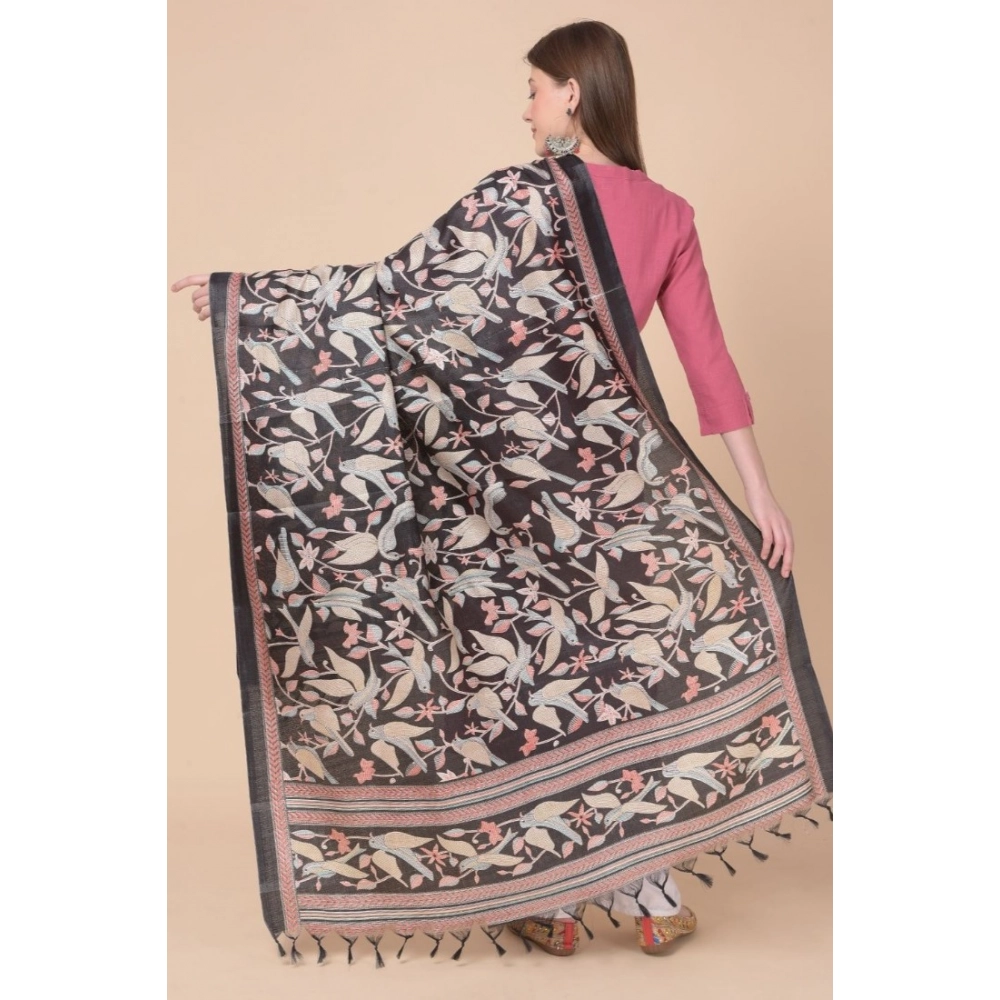 Women's Art Silk Printed Dupatta (Black, Length:?2.25 to 2.50 Mtr) - Image 4