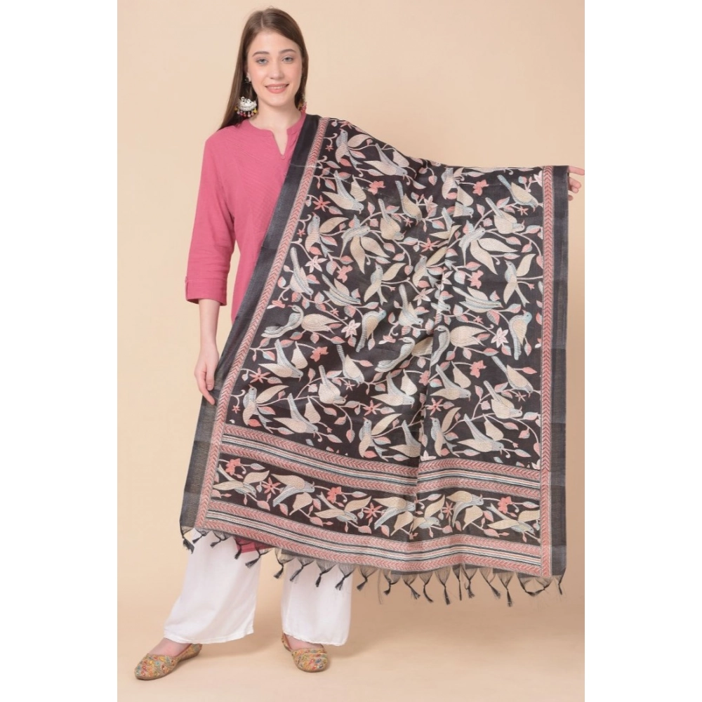 Women's Art Silk Printed Dupatta (Black, Length:?2.25 to 2.50 Mtr) - Image 5