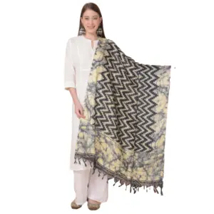 Women's Art Silk Printed Dupatta (Black, Length:?2.25 to 2.50 Mtr)