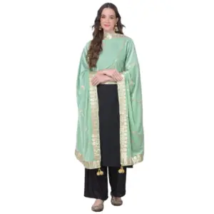 Women's Velvet Gotta Patti Dupatta (Sea Green, Length:?2.25 to 2.50 Mtr)