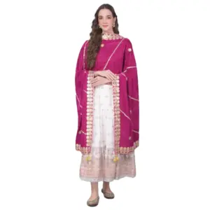 Women's Velvet Gotta Patti Dupatta (Purple, Length:?2.25 to 2.50 Mtr)