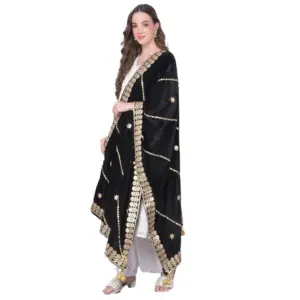 Women's Velvet Gotta Patti Dupatta (Black, Length:?2.25 to 2.50 Mtr)