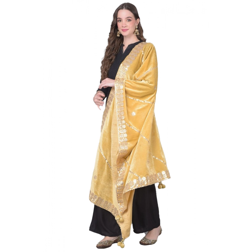 Women's Velvet Gotta Patti Dupatta (Gold, Length:?2.25 to 2.50 Mtr)
