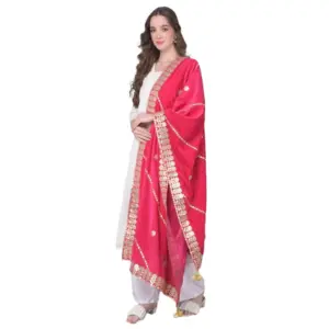 Women's Velvet Gotta Patti Dupatta (Pink, Length:?2.25 to 2.50 Mtr)