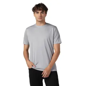 Men's?Casual Half Sleeve Solid Polyester Round Neck T-shirt (Lgrey)