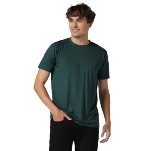 Men's?Casual Half Sleeve Solid Polyester Round Neck T-shirt (Green)