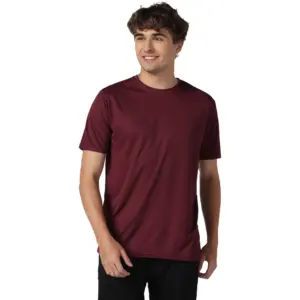 Men's?Casual Half Sleeve Solid Polyester Round Neck T-shirt (Maron)