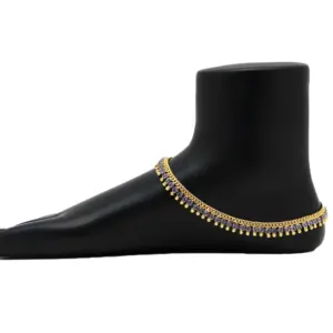 Women's Blue Color Rhinestone Anklets (Free Size: Upto 10")