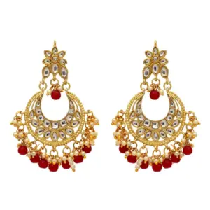 Women's Maroon Color Imitation & Kundan Earrings