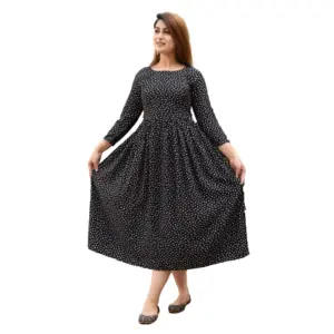 Women's Casual 3/4 Sleeve Printed Viscose Maternity Feeding Kurti (Multicolor)