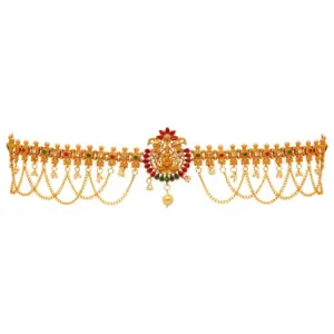 Women's Maroon & Green Color Glass Stone Kamarband Adjustable Chain