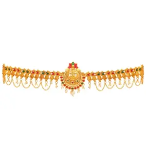 Women's Maroon & Green Color Glass Stone Kamarband Adjustable Chain