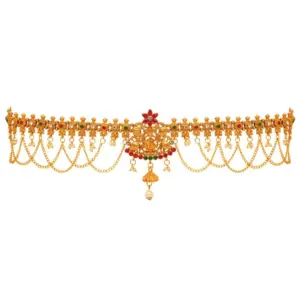 Women's Maroon & Green Color Glass Stone Kamarband Adjustable Chain