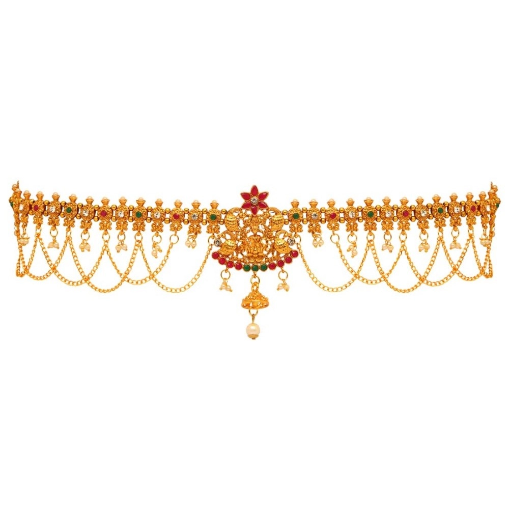 Women's Maroon & Green Color Glass Stone Kamarband Adjustable Chain