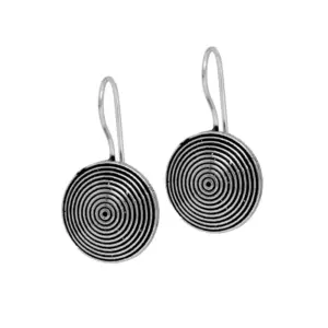 Women's Jalebi Design Silver Tone Oxidised Stud Brass Earrings