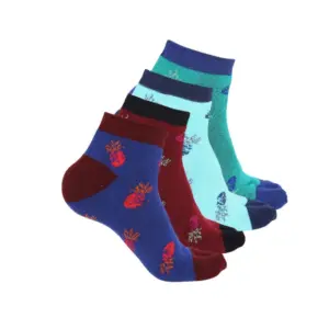 4 Pairs Women's Casual Cotton Blended Printed Ankle length Socks (Assorted)