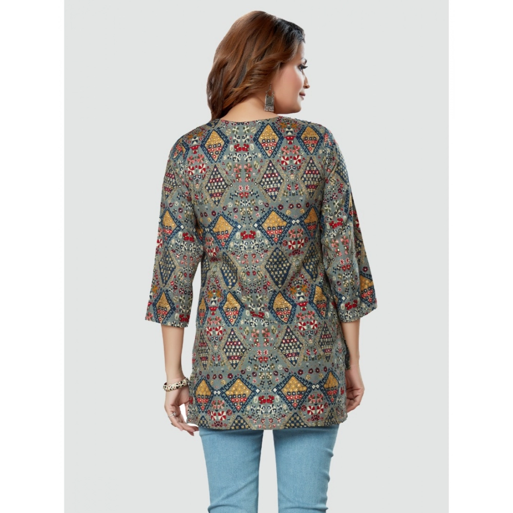 Women's Casual 3/4 Sleeves Printed Rayon Short Top (Multicolor) - Image 7