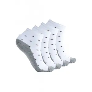 4 Pairs Men's Casual Cotton Blended Printed Mid-Calf length Socks (White)