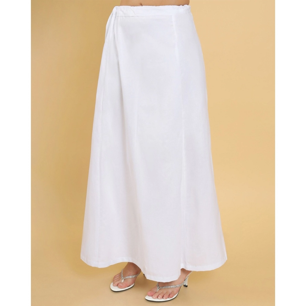 Women's Cotton Solid Free Size Petticoat (White) - Image 4