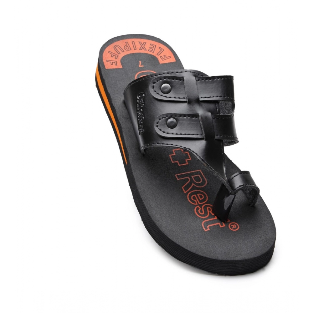 Unisex Rubber Comfortable Orthopedic Doctor Slipper and Flip Flops (Black) - Image 5