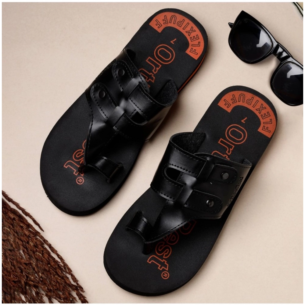 Unisex Rubber Comfortable Orthopedic Doctor Slipper and Flip Flops (Black) - Image 2